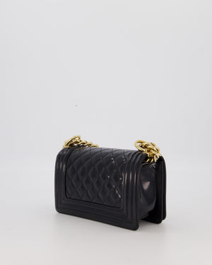 Chanel Small Boy Bag in Black Patent Leather with Gold Hardware