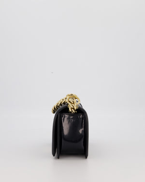 Chanel Small Boy Bag in Black Patent Leather with Gold Hardware