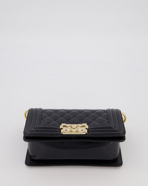 Chanel Small Boy Bag in Black Patent Leather with Gold Hardware