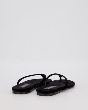 Chanel Black Suede Flip-Flops with Crystal CC Logo Detail Size EU 37.5C