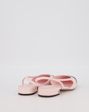 Chanel Baby Pink Leather Slingbacks with Black Toe Cap Size EU 37C