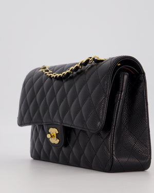 Chanel Black Medium Classic Double Flap Bag in Caviar Leather with Gold Hardware
