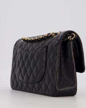 Chanel Black Medium Classic Double Flap Bag in Caviar Leather with Gold Hardware