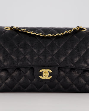Chanel Black Medium Classic Double Flap Bag in Caviar Leather with Gold Hardware
