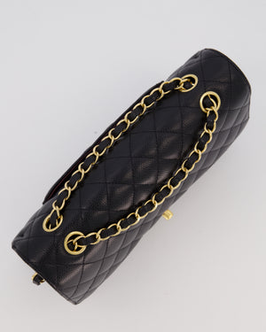 Chanel Black Medium Classic Double Flap Bag in Caviar Leather with Gold Hardware