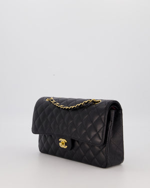 Chanel Black Medium Classic Double Flap Bag in Caviar Leather with Gold Hardware