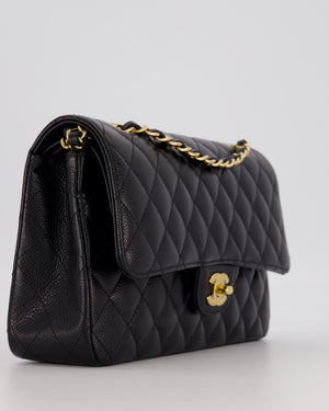 Chanel Black Medium Classic Double Flap Bag in Caviar Leather with Gold Hardware