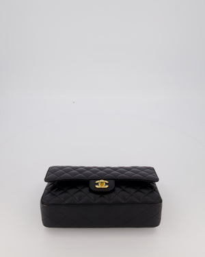 Chanel Black Medium Classic Double Flap Bag in Caviar Leather with Gold Hardware