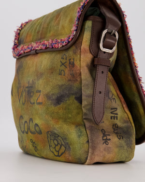 Chanel Green On The Pavement  CC Tweed Messenger Bag with Ruthenium Hardware
