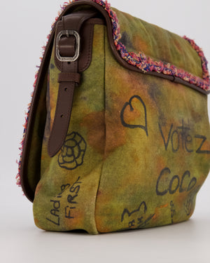 Chanel Green On The Pavement  CC Tweed Messenger Bag with Ruthenium Hardware