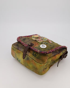 Chanel Green On The Pavement  CC Tweed Messenger Bag with Ruthenium Hardware