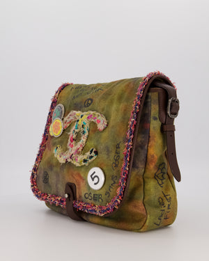 Chanel Green On The Pavement  CC Tweed Messenger Bag with Ruthenium Hardware