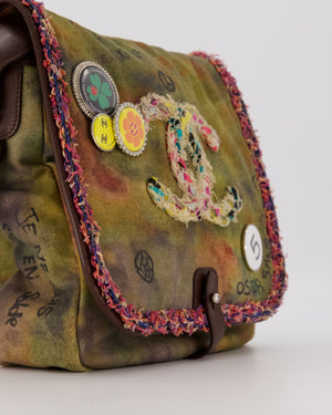 Chanel Green On The Pavement  CC Tweed Messenger Bag with Ruthenium Hardware