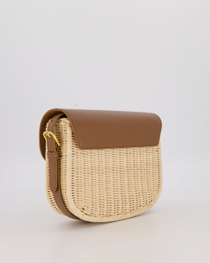 Christian Dior Medium Bobby Bag in Brown Calfskin and Wicker with Gold Hardware