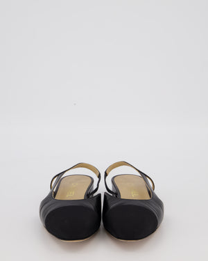 Chanel Black Leather Slingbacks with Black Toe Cap Size EU 37C