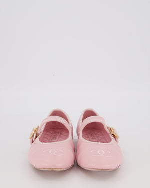 Chanel Light Pink Lambskin Mary Jane Flats with CC Logo Toecap Size EU 38C