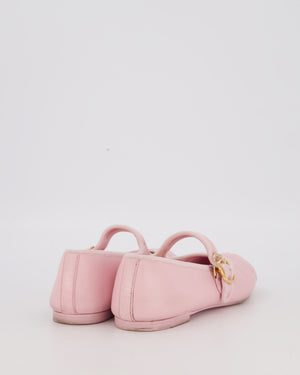 Chanel Light Pink Lambskin Mary Jane Flats with CC Logo Toecap Size EU 38C