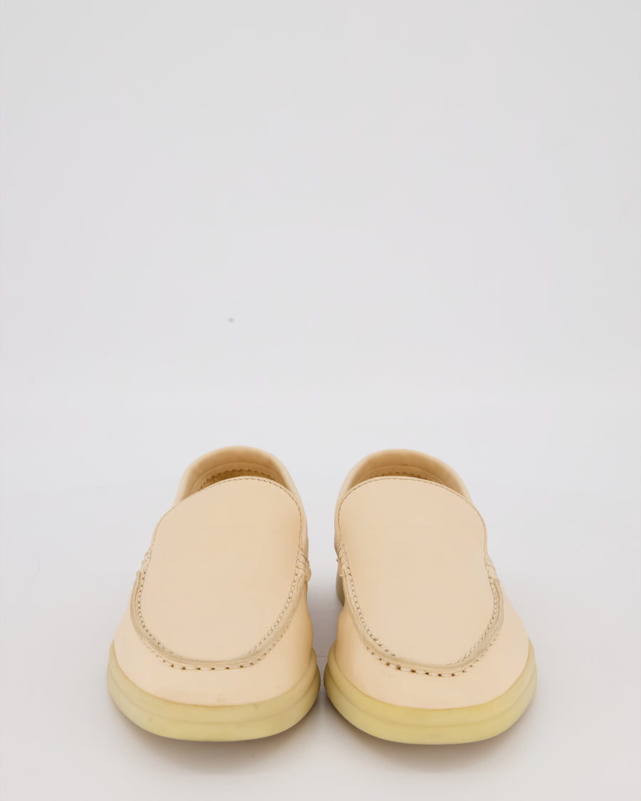 Loro Piana Beige Deerskin Summer Walk Loafers Size EU 37