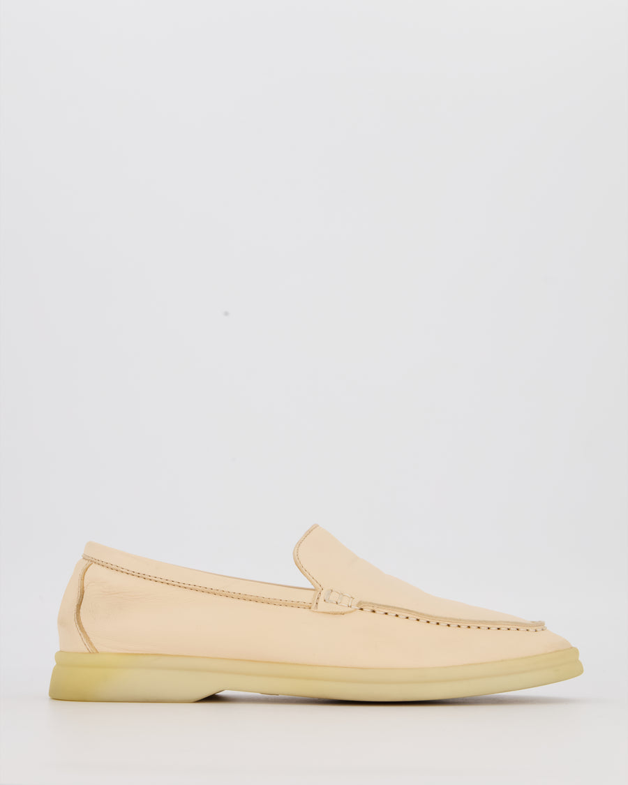 Loro Piana Beige Deerskin Summer Walk Loafers Size EU 37