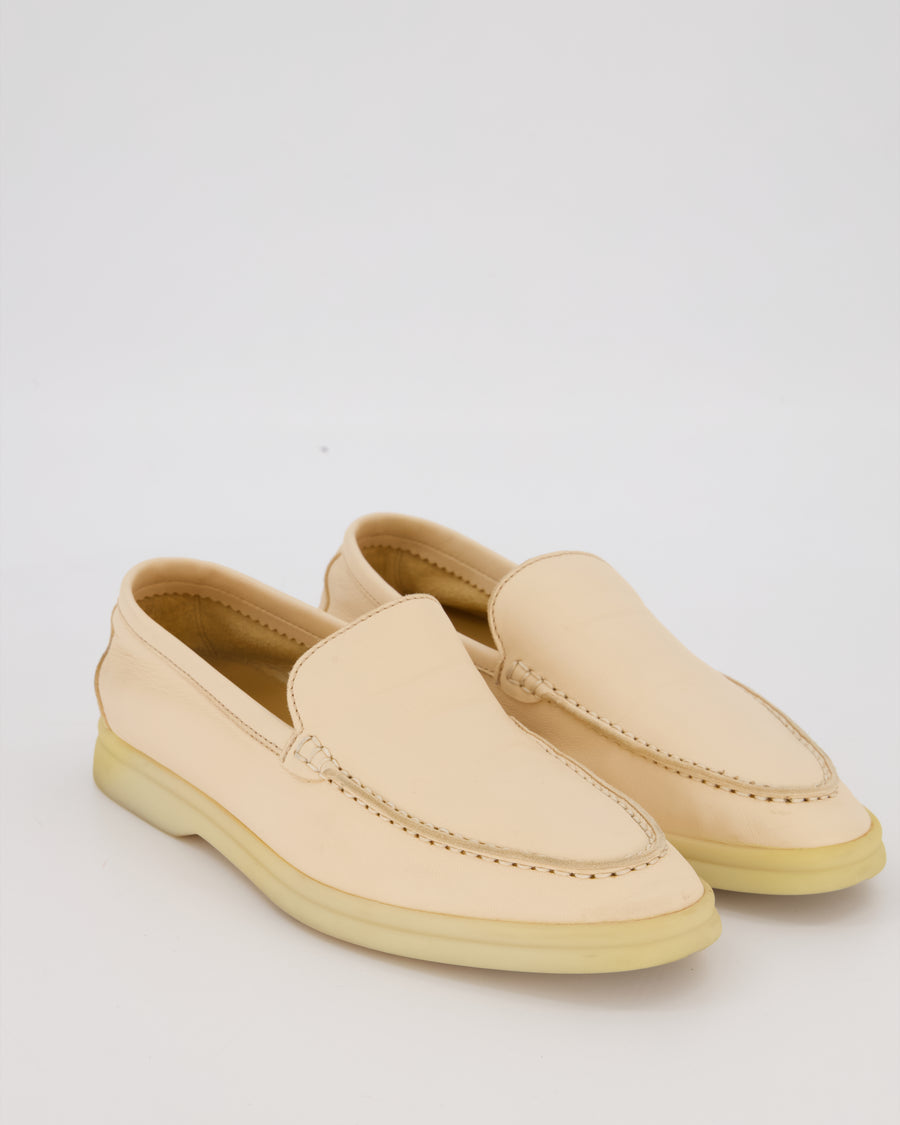 Loro Piana Beige Deerskin Summer Walk Loafers Size EU 37
