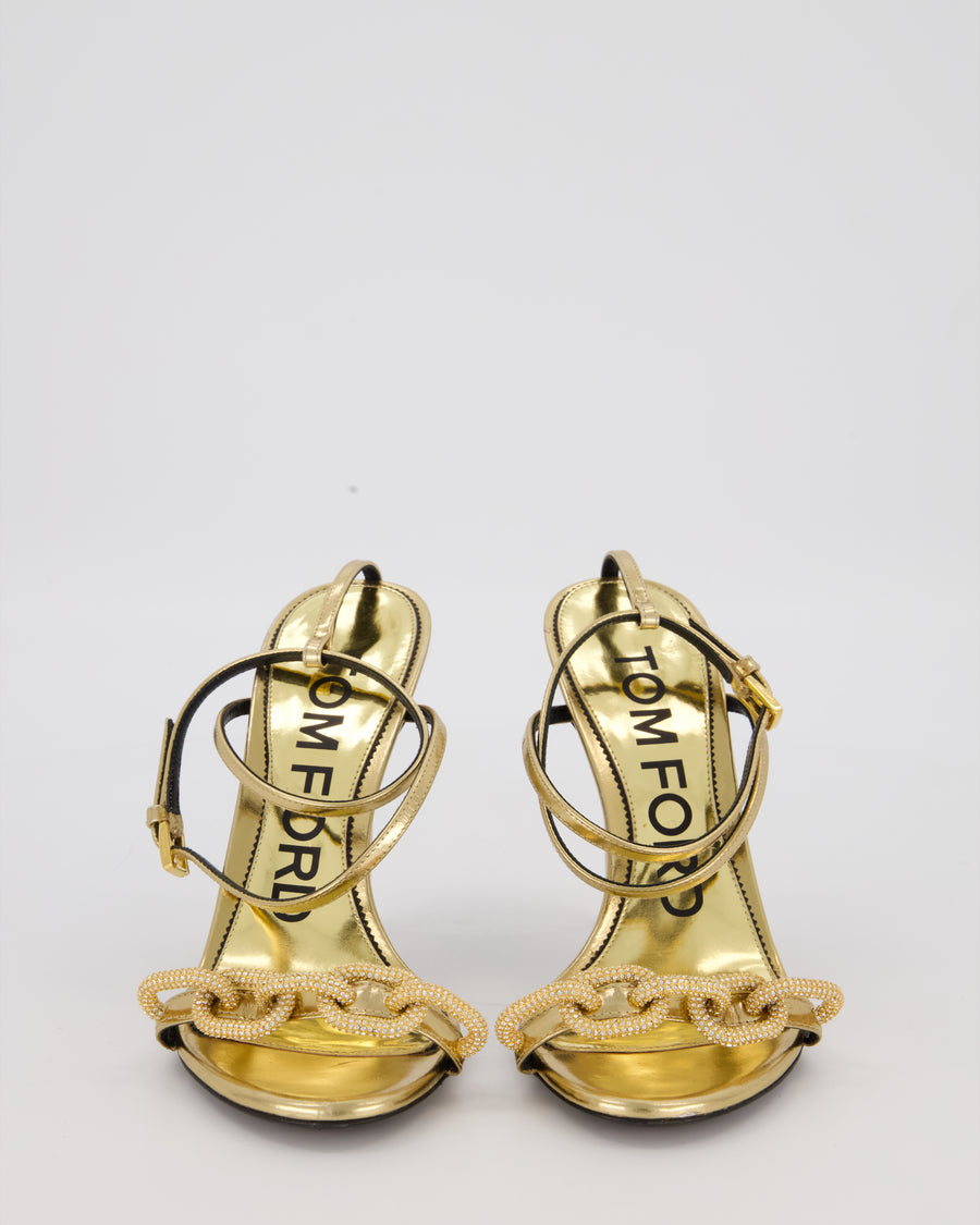 Tom Ford 105mm Crystal Embellished Heels in Gold Size EU 37.5
