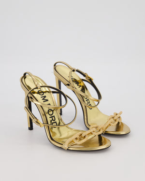 Tom Ford 105mm Crystal Embellished Heels in Gold Size EU 37.5