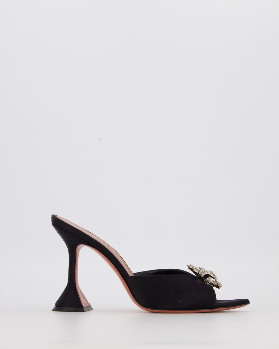 Amina Muaddi Satin Rosie Mules 95 in Black Size EU 37.5