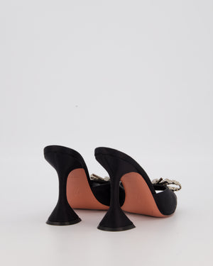 Amina Muaddi Satin Rosie Mules 95 in Black Size EU 37.5