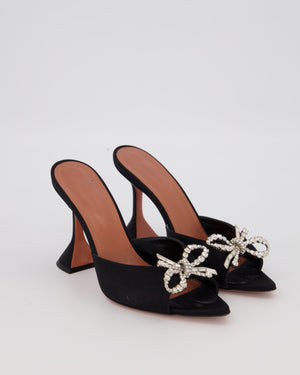 Amina Muaddi Satin Rosie Mules 95 in Black Size EU 37.5