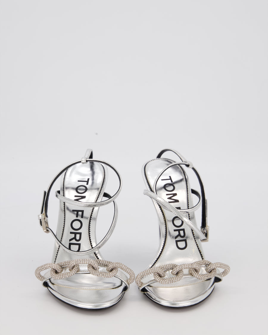Tom Ford 105mm Crystal Embellished Heels in Silver Size EU 37.5