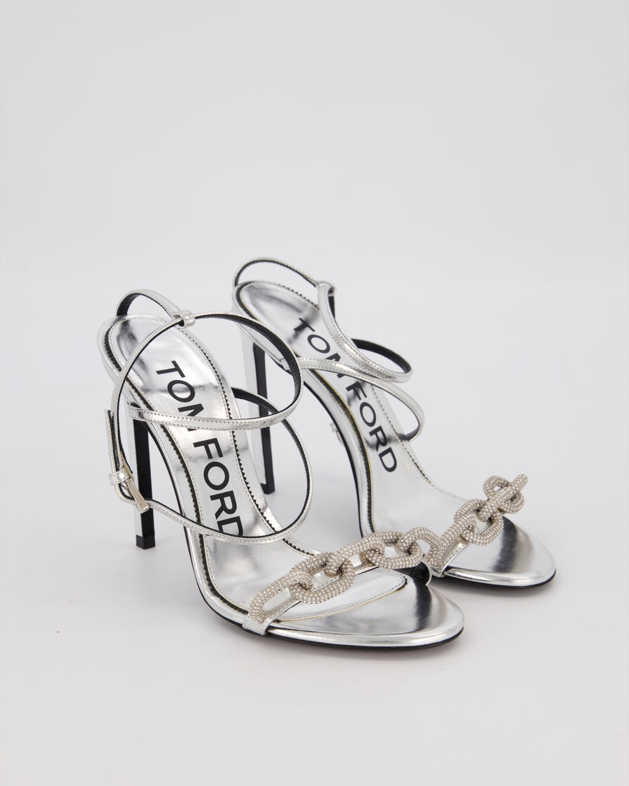 Tom Ford 105mm Crystal Embellished Heels in Silver Size EU 37.5
