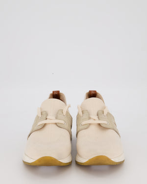 Loro Piana 360 LP Flexy Walk Sneaker in Light Cream Knitted Wool and Grey Alligator Panels Size EU 37.5