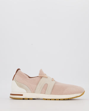 Loro Piana 360 LP Flexy Walk Sneaker in Light Pink Knitted Wool Upper and Suede Panels Size EU 37
