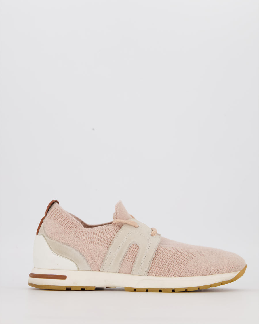 Loro Piana 360 LP Flexy Walk Sneaker in Light Pink Knitted Wool Upper and Suede Panels Size EU 37