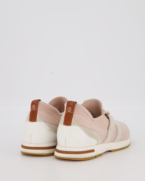 Loro Piana 360 LP Flexy Walk Sneaker in Light Pink Knitted Wool Upper and Suede Panels Size EU 37