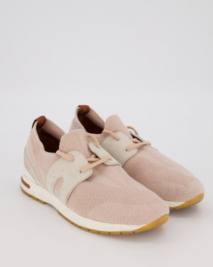 Loro Piana 360 LP Flexy Walk Sneaker in Light Pink Knitted Wool Upper and Suede Panels Size EU 37