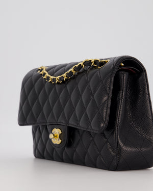 Chanel Black Classic Medium Double Flap Bag in Caviar Leather with Gold Hardware
