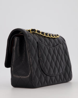 Chanel Black Classic Medium Double Flap Bag in Caviar Leather with Gold Hardware