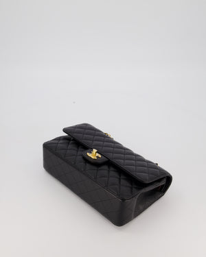 Chanel Black Classic Medium Double Flap Bag in Caviar Leather with Gold Hardware