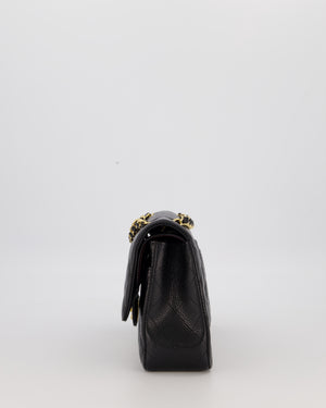 Chanel Black Classic Medium Double Flap Bag in Caviar Leather with Gold Hardware