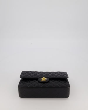 Chanel Black Classic Medium Double Flap Bag in Caviar Leather with Gold Hardware