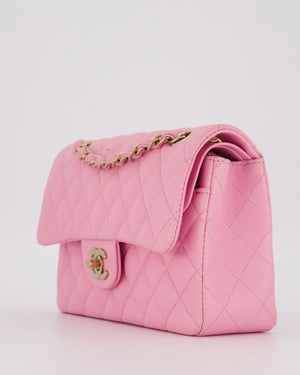 Chanel 23P Bubblegum Pink Classic Small Double Flap Bag in Caviar Leather with Gold Hardware