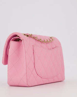 Chanel 23P Bubblegum Pink Classic Small Double Flap Bag in Caviar Leather with Gold Hardware