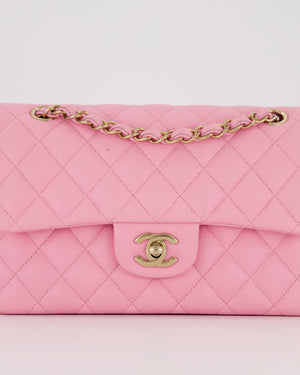 Chanel 23P Bubblegum Pink Classic Small Double Flap Bag in Caviar Leather with Gold Hardware