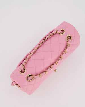Chanel 23P Bubblegum Pink Classic Small Double Flap Bag in Caviar Leather with Gold Hardware