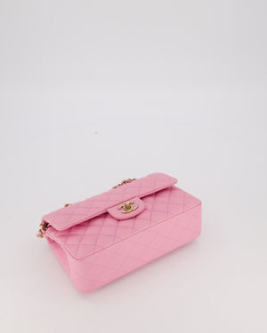 Chanel 23P Bubblegum Pink Classic Small Double Flap Bag in Caviar Leather with Gold Hardware