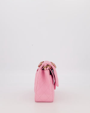 Chanel 23P Bubblegum Pink Classic Small Double Flap Bag in Caviar Leather with Gold Hardware