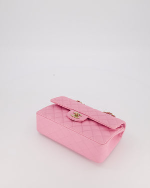 Chanel 23P Bubblegum Pink Classic Small Double Flap Bag in Caviar Leather with Gold Hardware