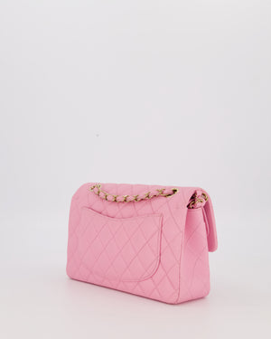 Chanel 23P Bubblegum Pink Classic Small Double Flap Bag in Caviar Leather with Gold Hardware