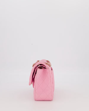 Chanel 23P Bubblegum Pink Classic Small Double Flap Bag in Caviar Leather with Gold Hardware